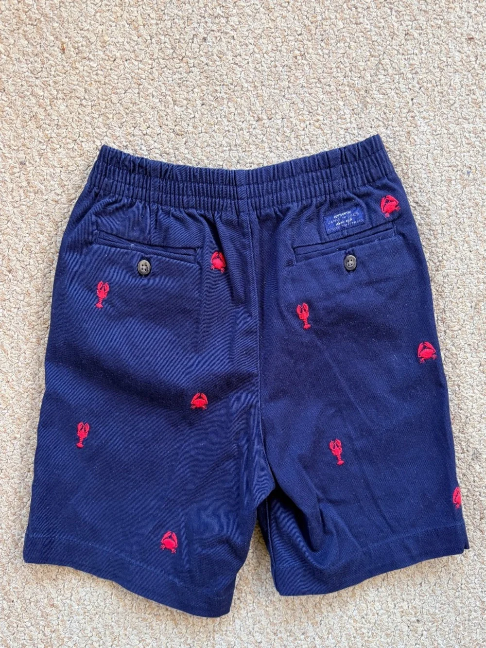 Janie and Jack Navy Shorts with Embroidered Red Crab & Lobster Motifs Size 6 - Picture 3 of 4